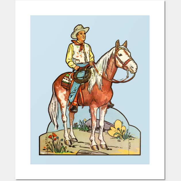 Vintage 70s Style Cowboy Illustration Wall Art by CultOfRomance